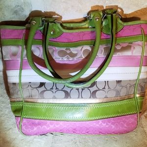 Coach pink and green purse